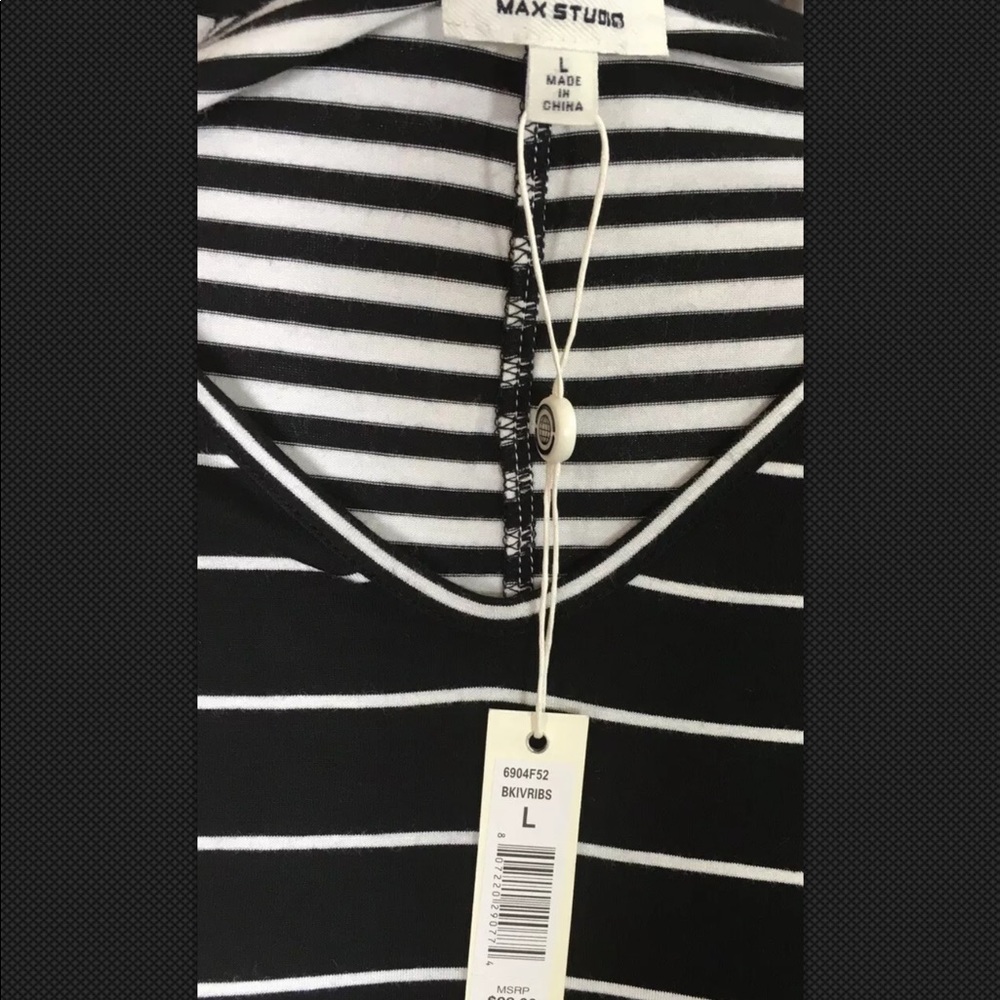 Max Studio Black/White Striped High/Low Dress - Picture 6 of 7